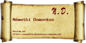 Némethi Domonkos névjegykártya